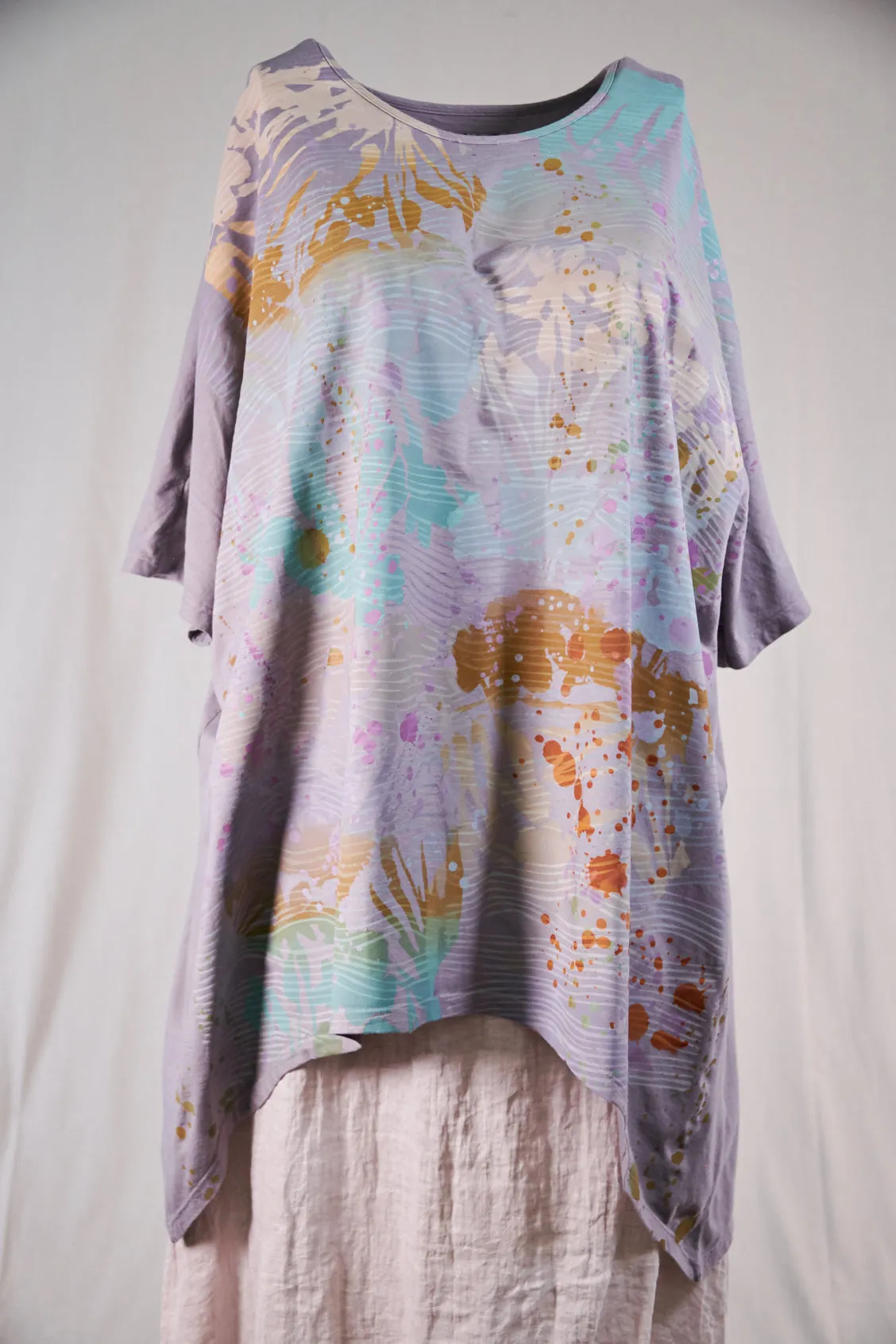 1581 Vertical Seamed Drawcord Tunic- Purple Dusk-P