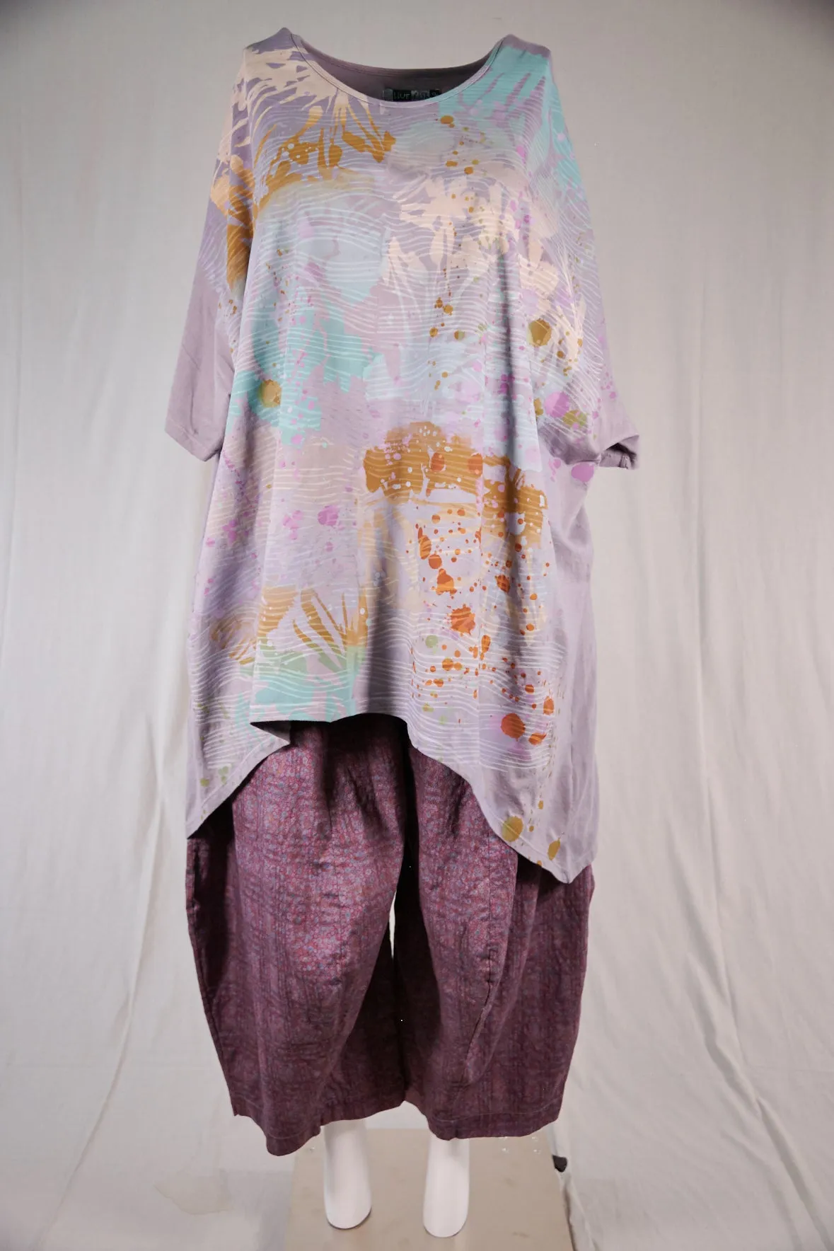 1581 Vertical Seamed Drawcord Tunic- Purple Dusk-P