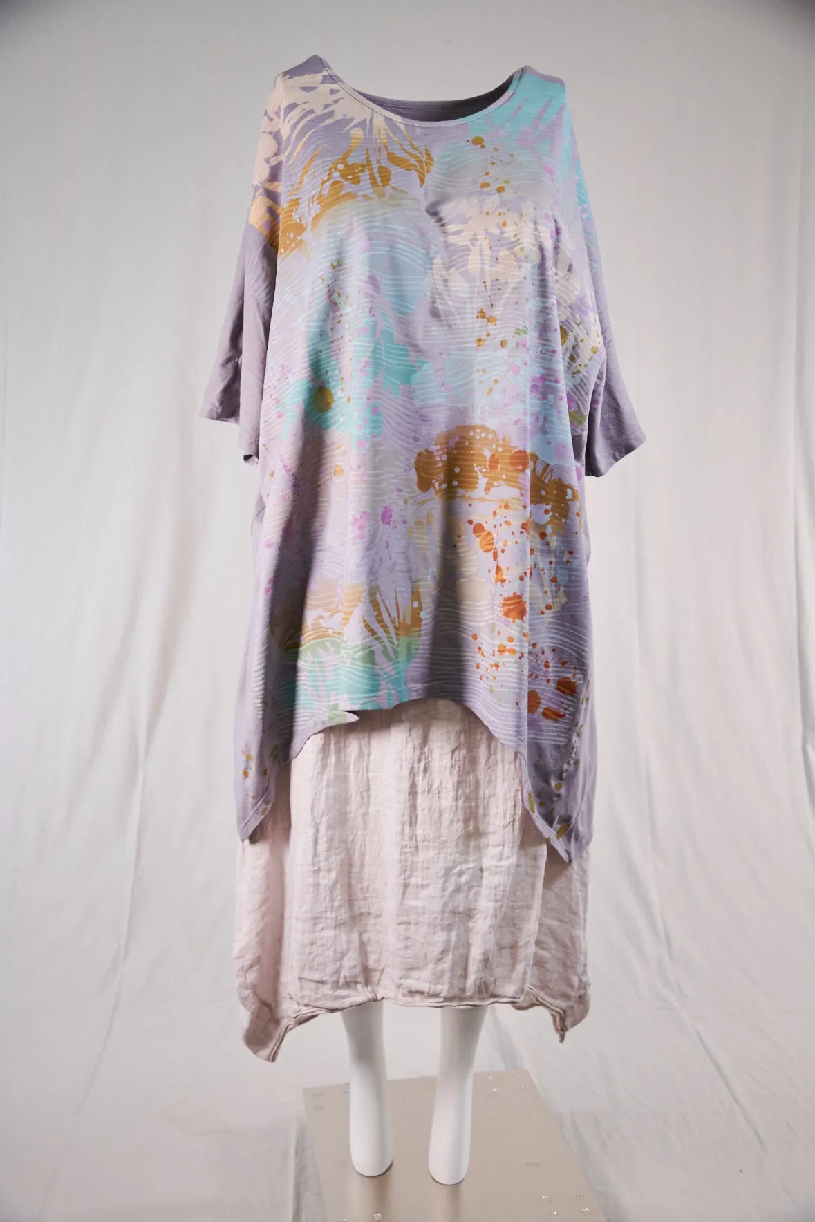 1581 Vertical Seamed Drawcord Tunic- Purple Dusk-P