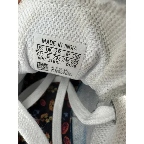 Adidas Stan Smith Sneakers White Floral Print EUC EF1481 Comfort Travel Size 7.5