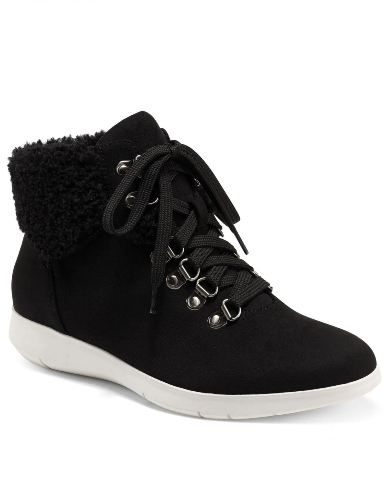 Aerosoles Women's Frankie Casual Ankle Boots Shoes FRANKIE Black Faux Suede 7M