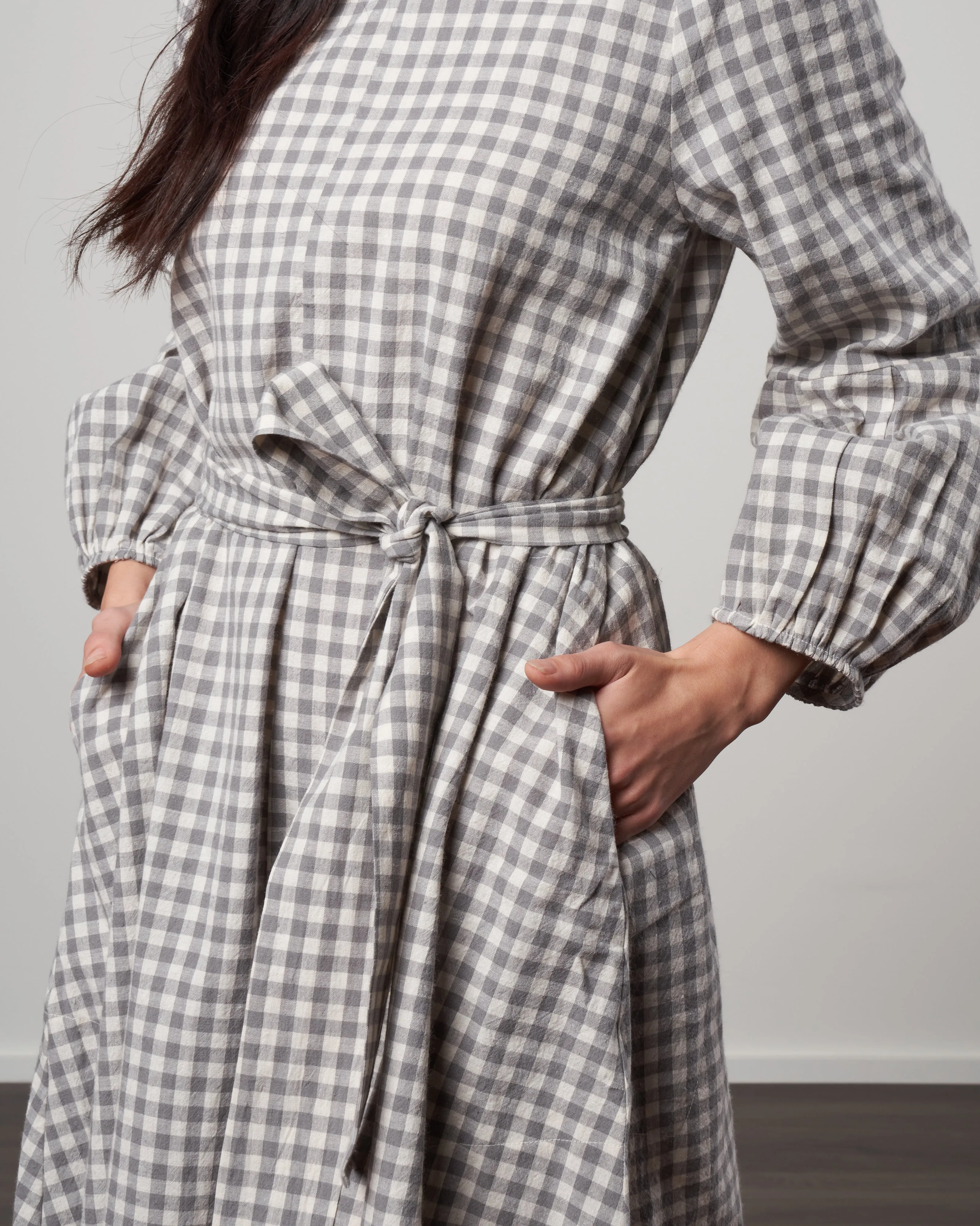 anza dress - cumin check