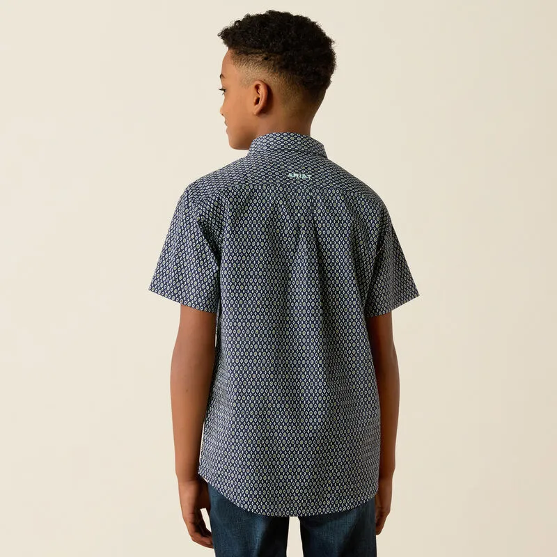 Ariat Boys Clark Classic Fit Short Sleeve Shirt Navy 10054780