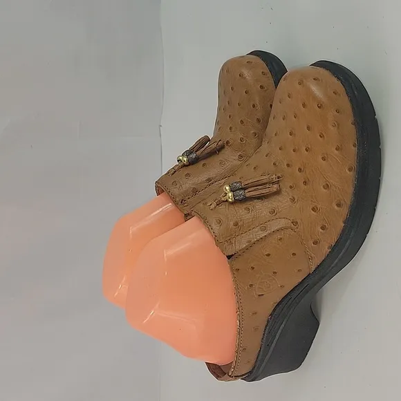 Ariat Ostrich Print Tan Leather Women's Clogs