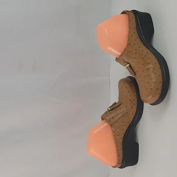 Ariat Ostrich Print Tan Leather Women's Clogs