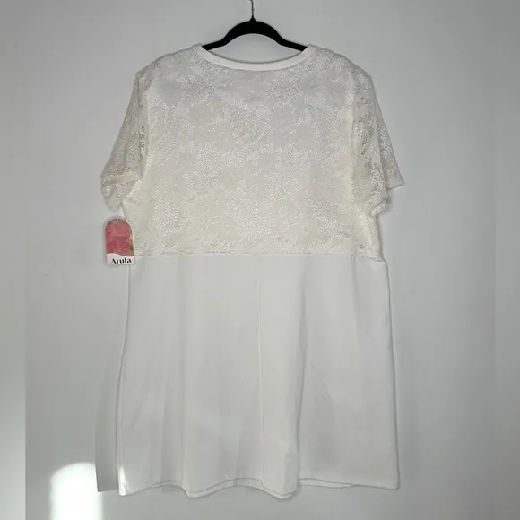 ARULA White Lace Floral Casual Mini Dress