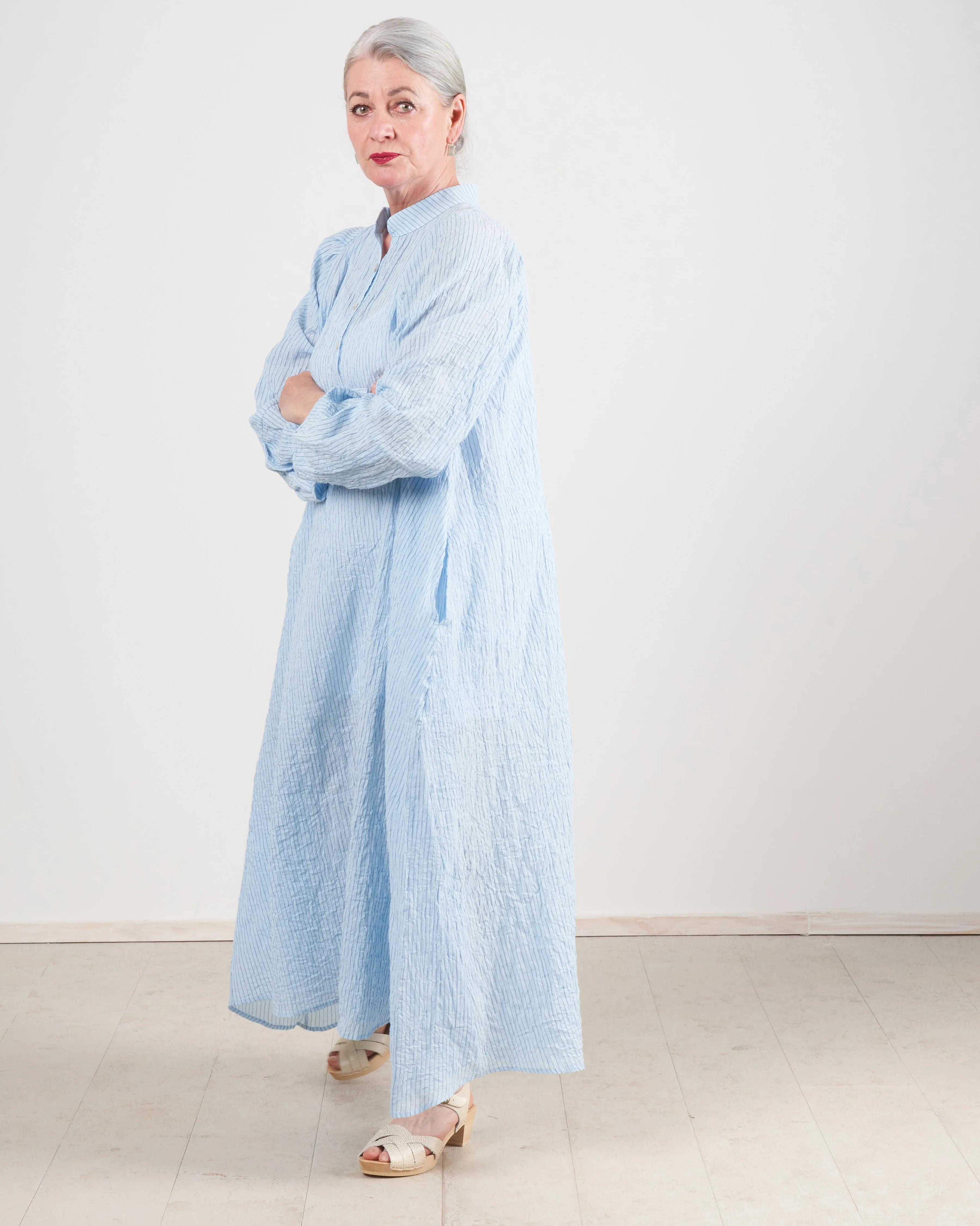 atlin dress - pale bue stripe
