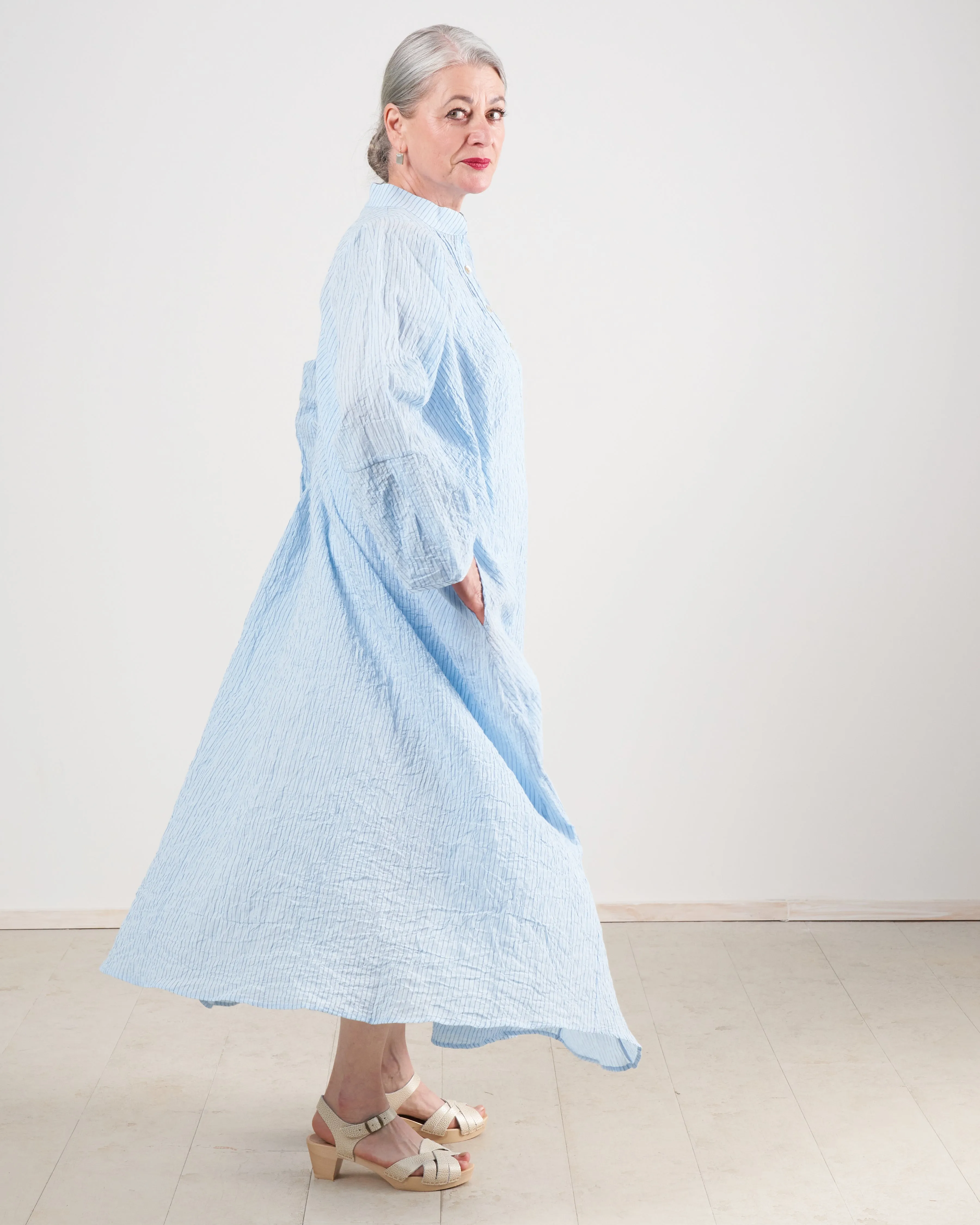 atlin dress - pale bue stripe