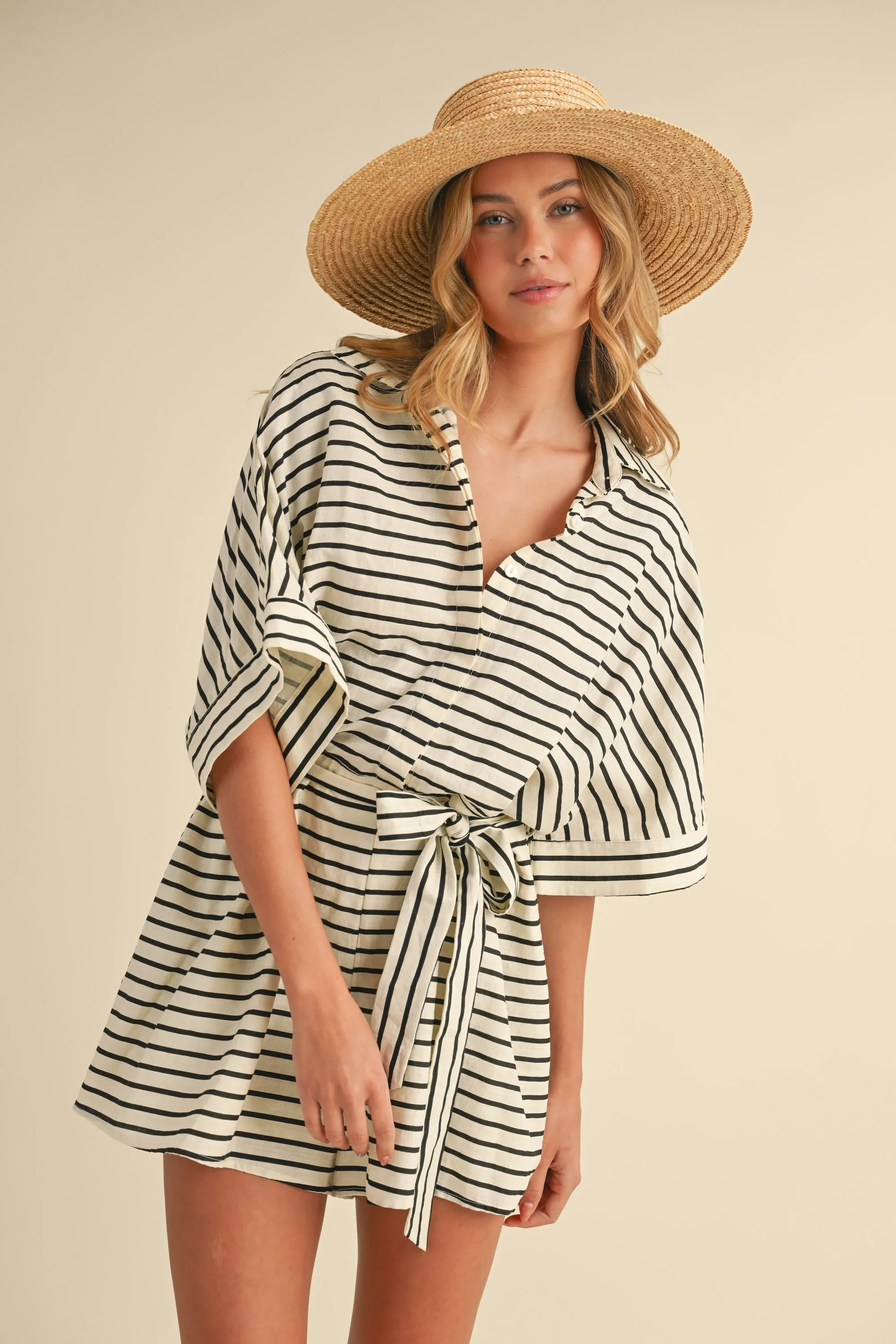 Ava Striped Very Oversized Romper/Cover Up