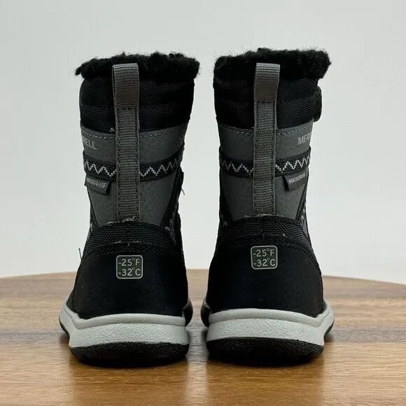 Baby Merrell Crush‎ 3.0 Waterproof Gray Black Insulated Snow Winter Boots Size 4