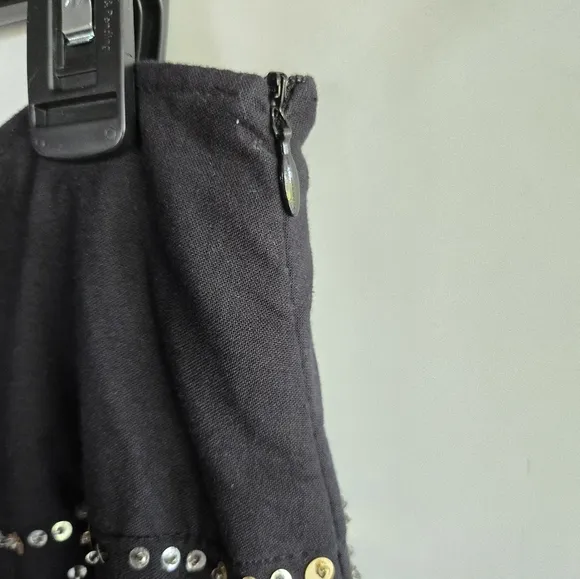 Basil &amp; Maude Anthopologie Black Skirt With Gold And Silver Sequins Size 6