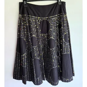Basil &amp; Maude Anthopologie Black Skirt With Gold And Silver Sequins Size 6