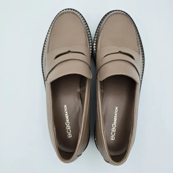 BCBGeneration Sabin Penny Loafers, Taupe, Women's 10M - Like New!