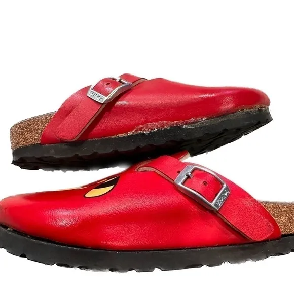 Birkenstock Birki's Kids Woodby Red Bridget the Cat Clogs Red &amp; Yellow Size C10