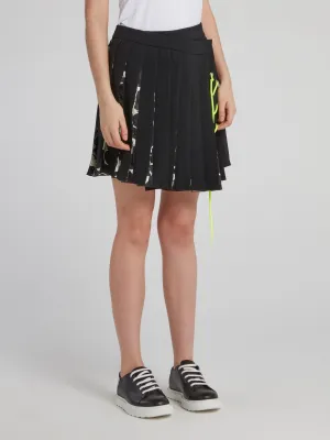 Black Pleated Wrap Mini Skirt