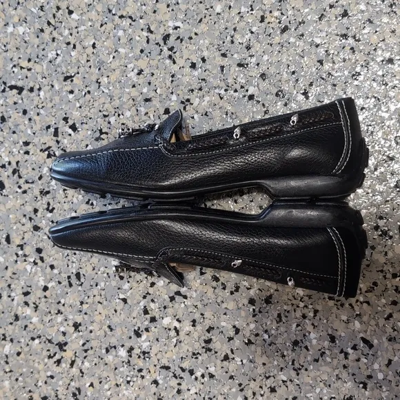 Brighton Ulani Black/Chocolate Tassel Leather Loafers Size 7