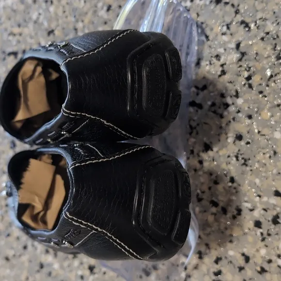 Brighton Ulani Black/Chocolate Tassel Leather Loafers Size 7