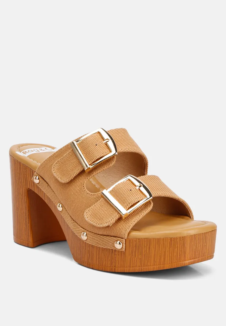Buckle Straps High Block Heel Clogs By Ruw