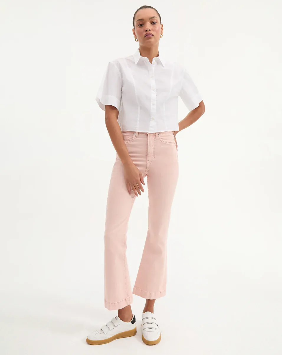 CARSON HIGH RISE ANKLE FLARE IN STONED PINK SHELL