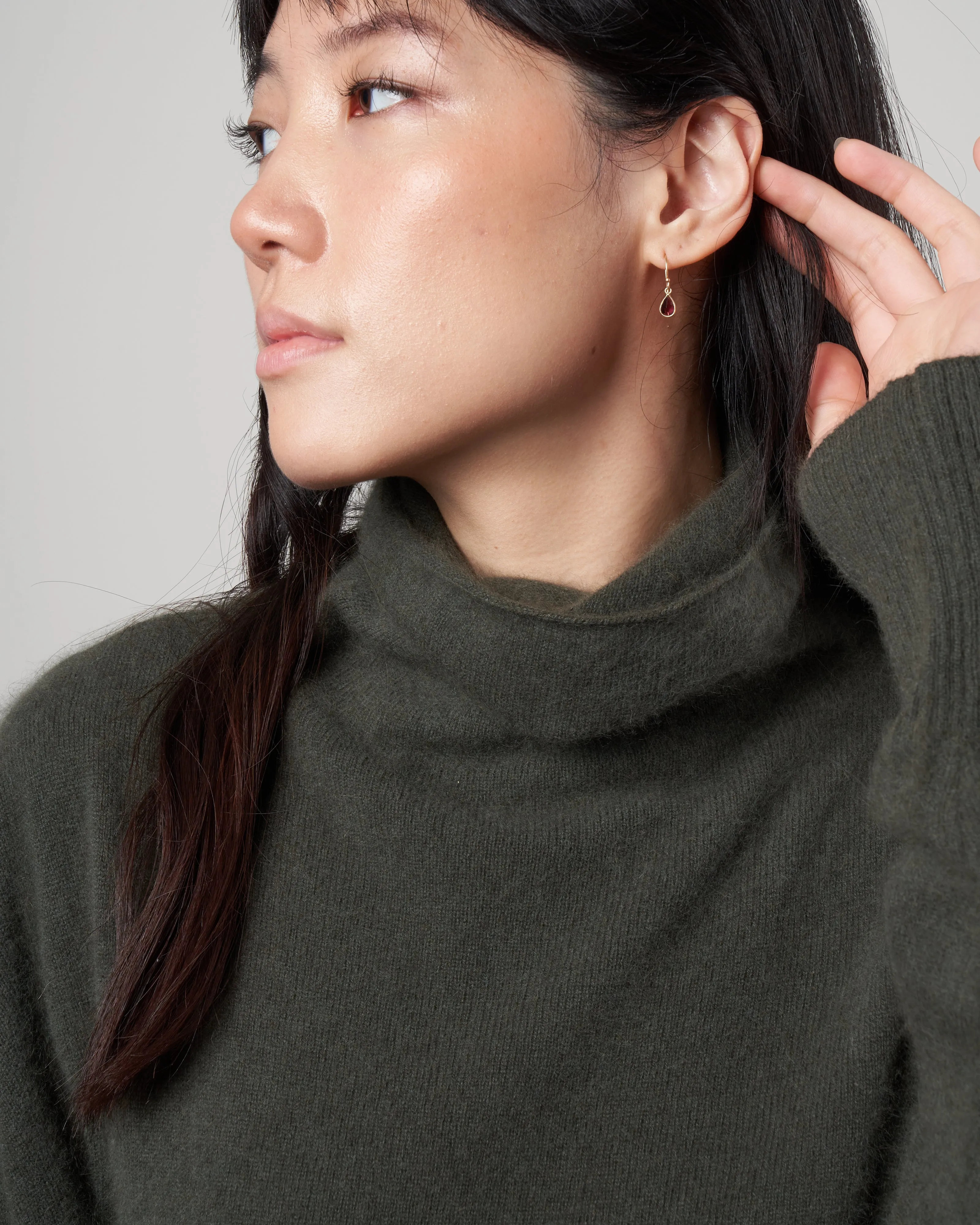 cashmere simple turtleneck sweater - khaki