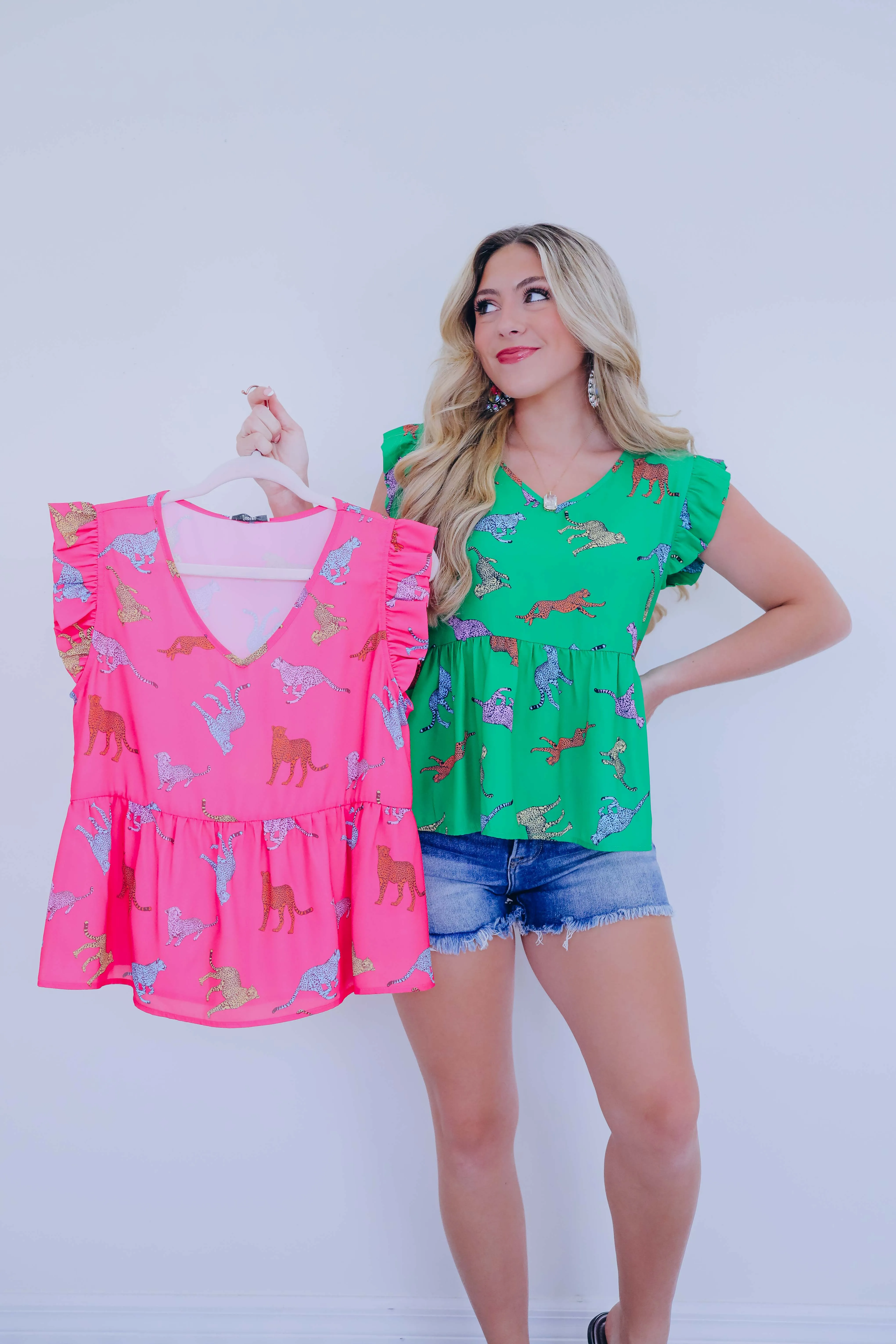 Cheyenne Cheetah Print Peplum Top - 2 Colors
