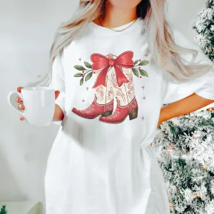 Christmas Boots with Bow Graphic Tee