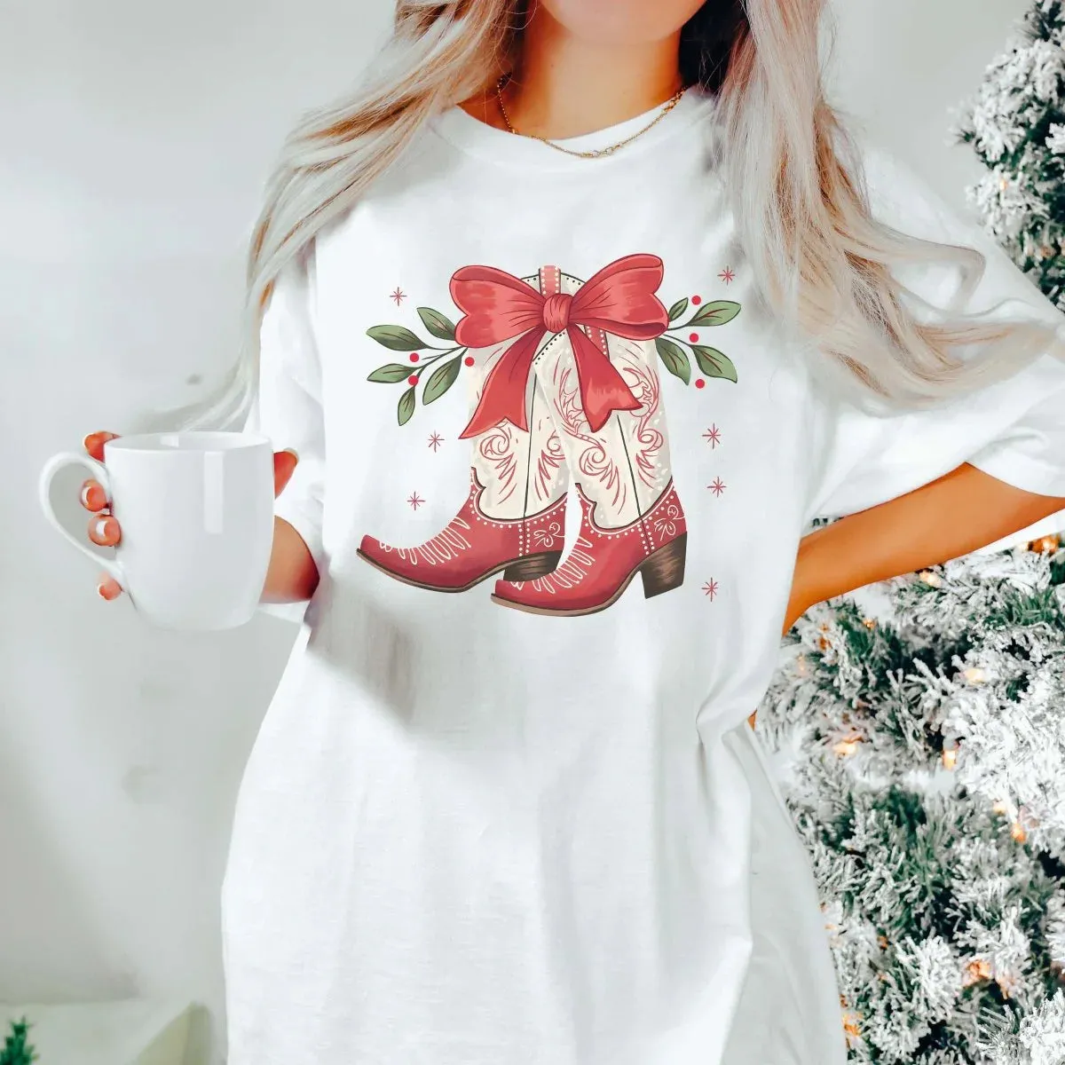 Christmas Boots with Bow Graphic Tee