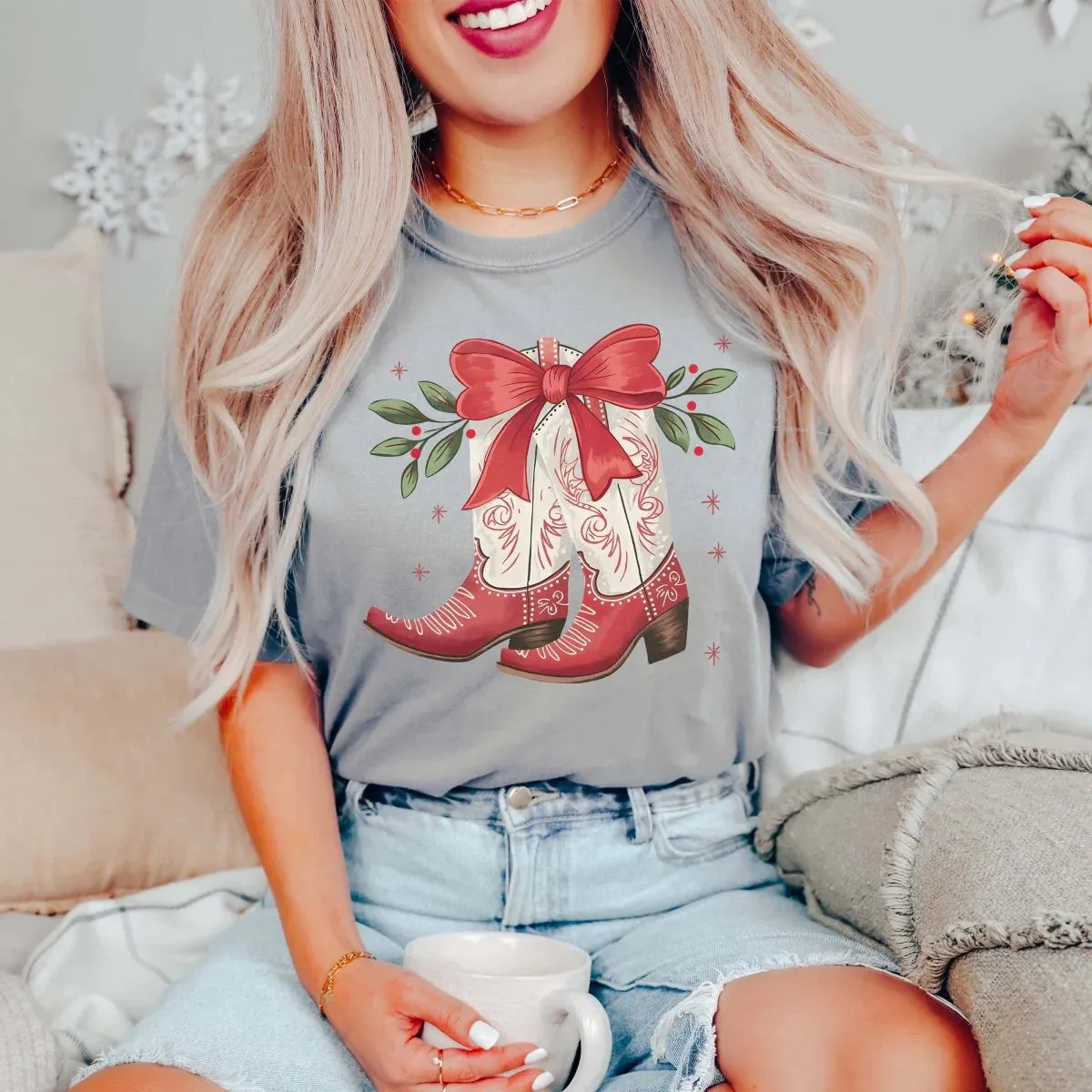 Christmas Boots with Bow Graphic Tee