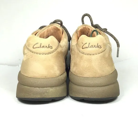 Clarks Men Leather Laced Up Loafers Sneakers Brown Size 10