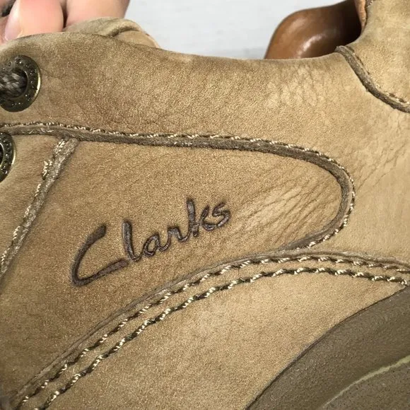Clarks Men Leather Laced Up Loafers Sneakers Brown Size 10