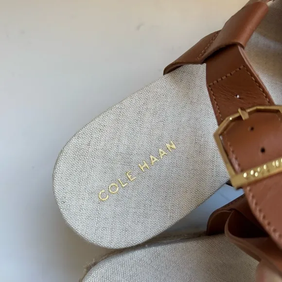 Cole Haan Crystal Slingback Espadrille Wedge Sandals Brown  Sz 7B
