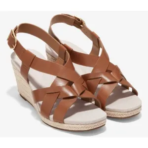 Cole Haan Crystal Slingback Espadrille Wedge Sandals Brown  Sz 7B