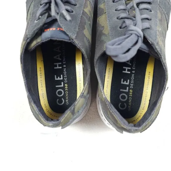 Cole Haan Shoes Mens Size 9.5 Green Camo GRANDPRO RALLY Canvas Court Sneakerrt
