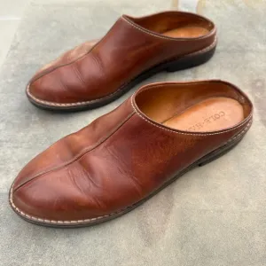 Cole Haan Women's Slip-on Cognac Leather Mules Clogs Size 8.5