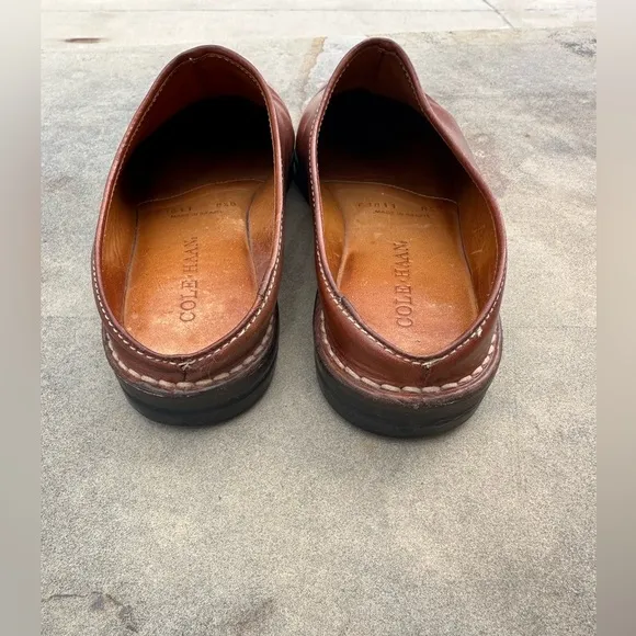 Cole Haan Women's Slip-on Cognac Leather Mules Clogs Size 8.5