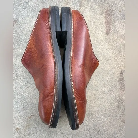 Cole Haan Women's Slip-on Cognac Leather Mules Clogs Size 8.5