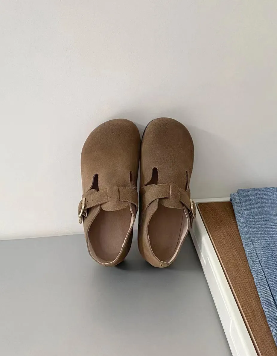 Comfortable Wide Toe Box Suede Clogs Flat Shoes