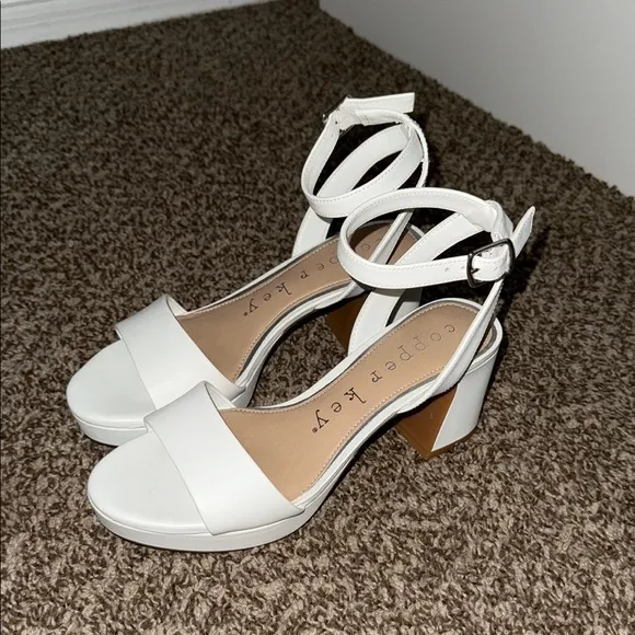 Copper Key White Platform Heels