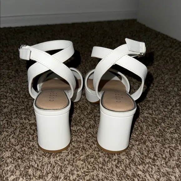 Copper Key White Platform Heels