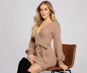 Cozy And Cute Charming Cable Knit Mini Dress