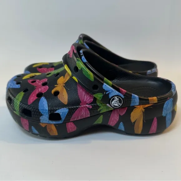 Crocs Butterfly Platform Clogs Big Girls Youth Womens 5 W5 HTF