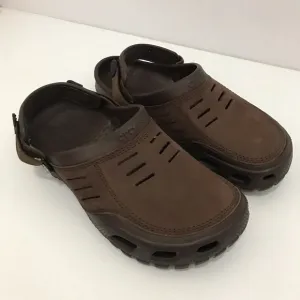 Crocs Men's Yukon Vista Brown Leather Slip On Clogs Size 12