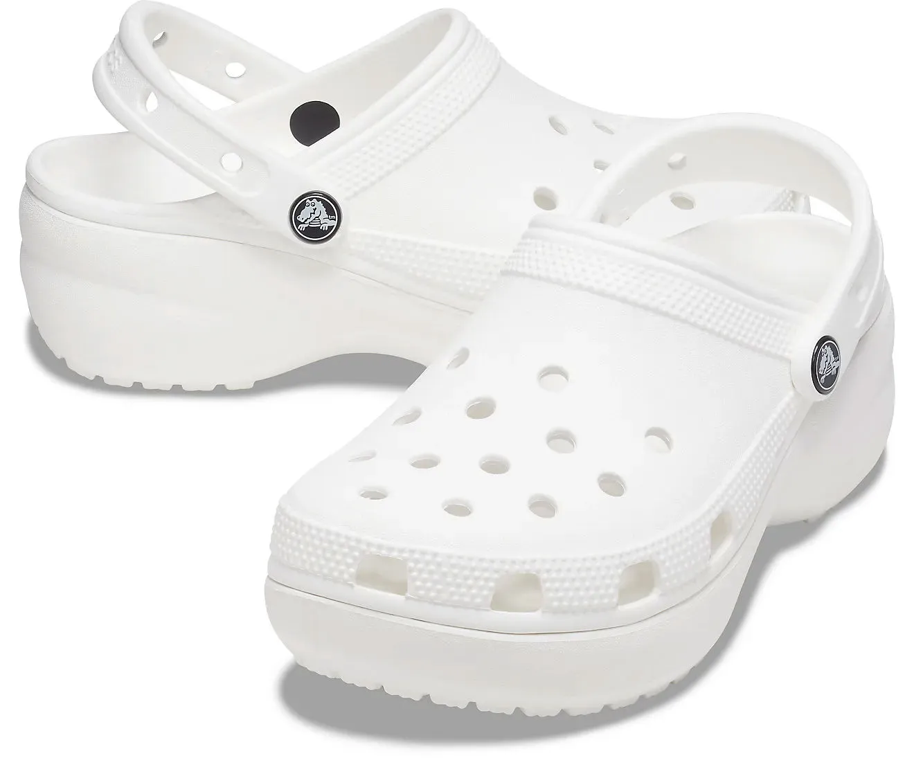 Crocs Womens Classic Platform Lightweight Slip On Clogs Sandals In White