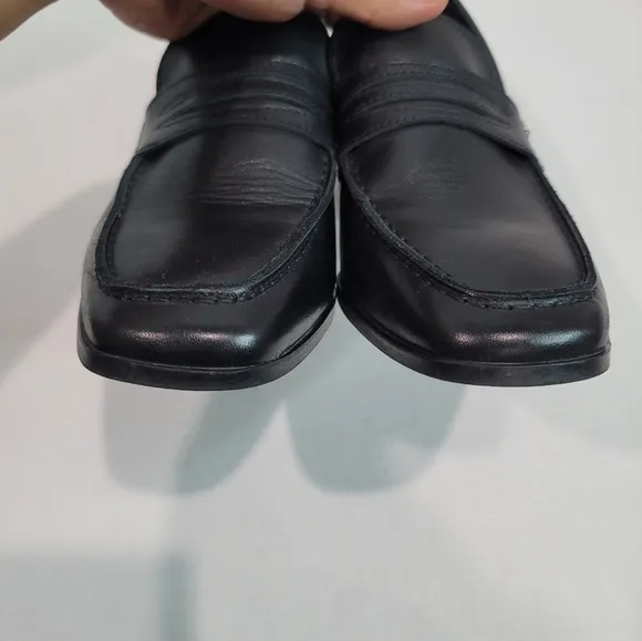 Depp Leather Square Toe Heeled Loafers Size 39
