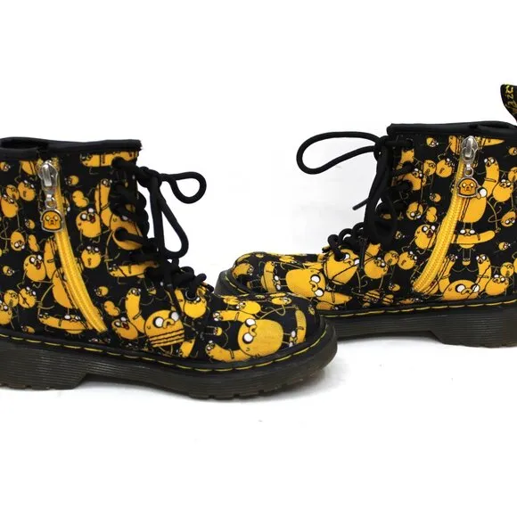 Doc Martins Yellow Birds Child Boots Cartoon Network&quot; Adventure Time Finn&quot; Sz 13