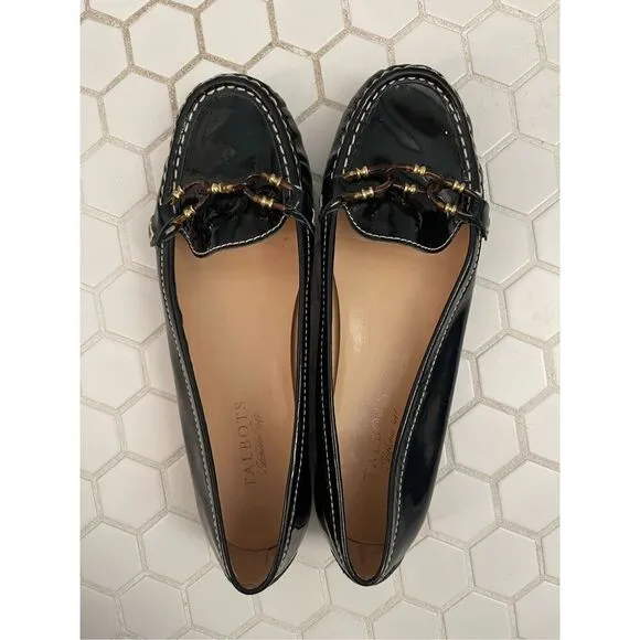 EUC Talbots Patent Leather Black Loafers 8B