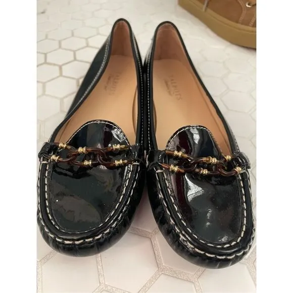 EUC Talbots Patent Leather Black Loafers 8B