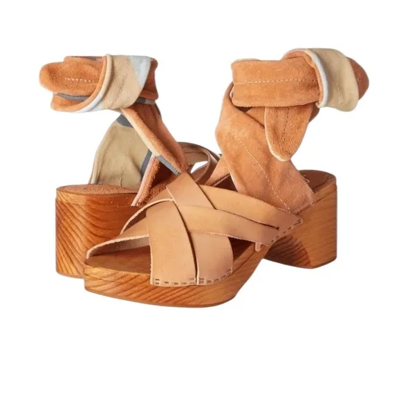 Free People Emmy Wrap Clog Sandals | 9-9.5 USSuede &amp; Leather
