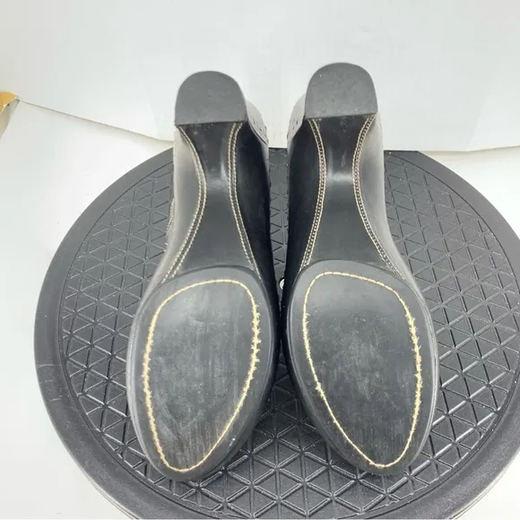Frye Women Size 7.5 Clogs Heels Open Back Slip On Mules Black Leather Floral