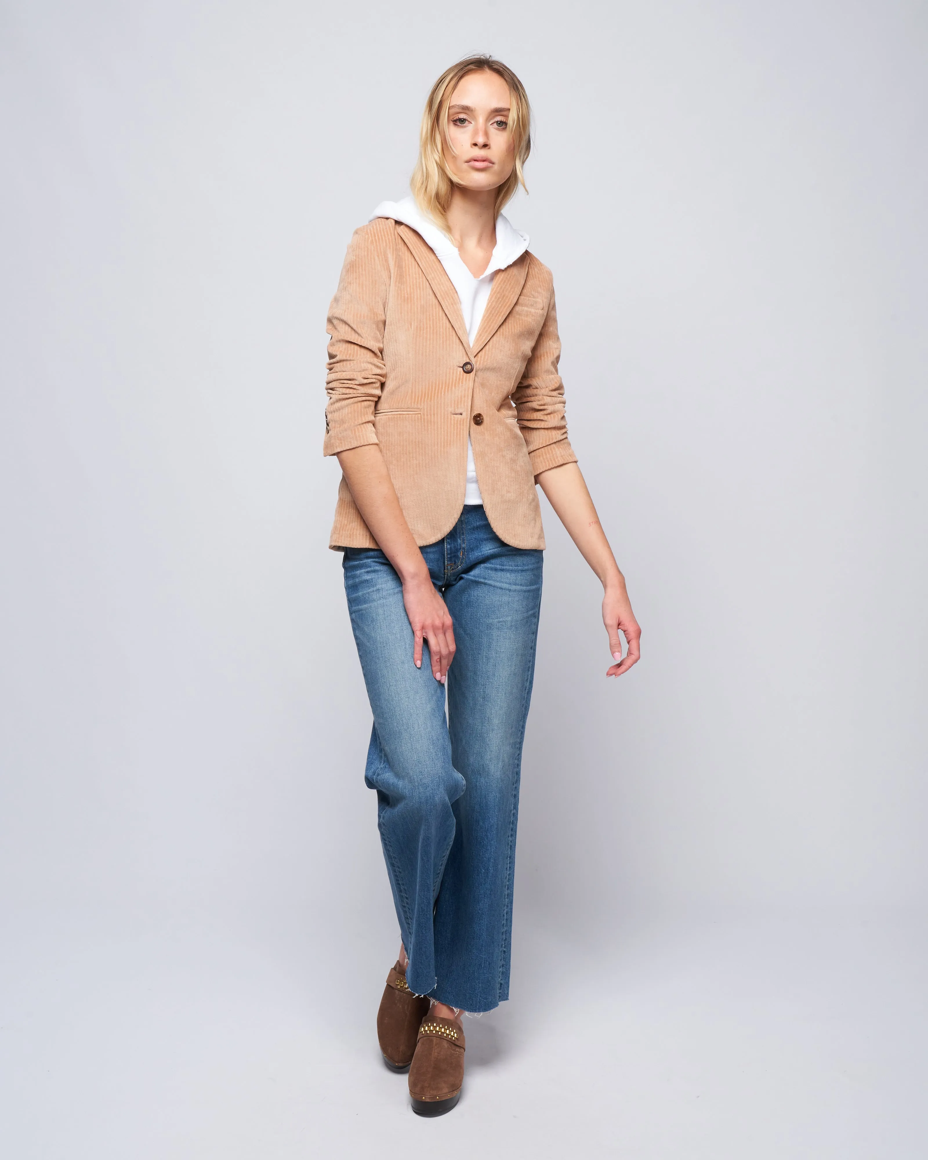 giacca slim long corduroy - honey